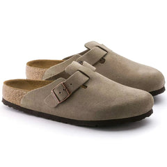 BIRKENSTOCK Boston Soft Footbed Suede Leather Taupe Taupe Regular