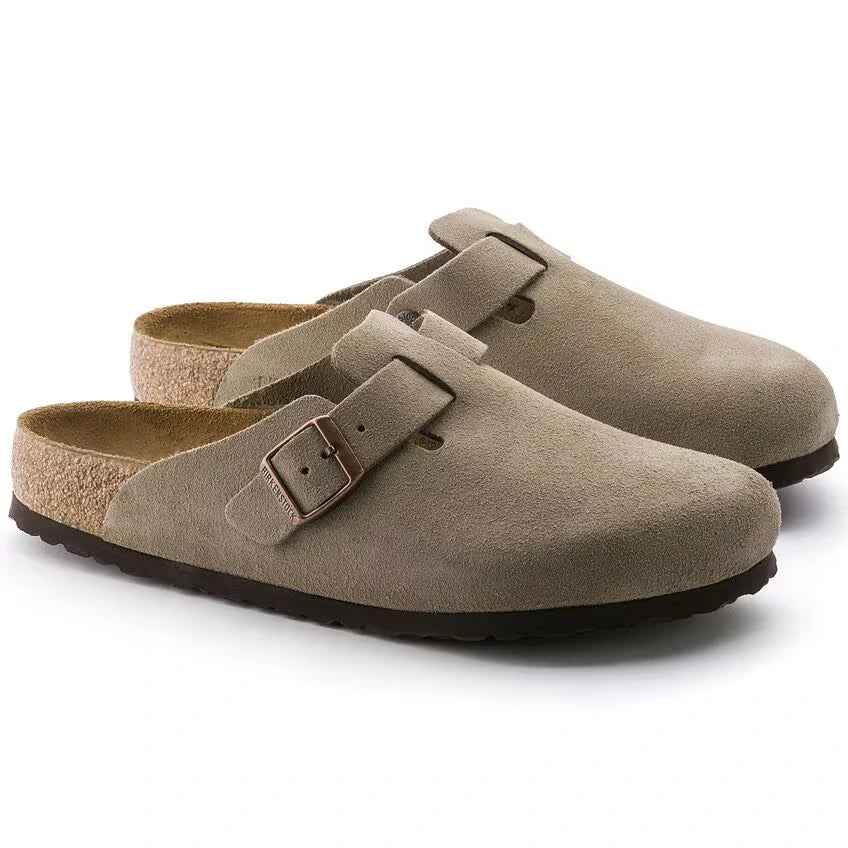 BIRKENSTOCK Boston Suede Leather-Taupe - AikCulture
