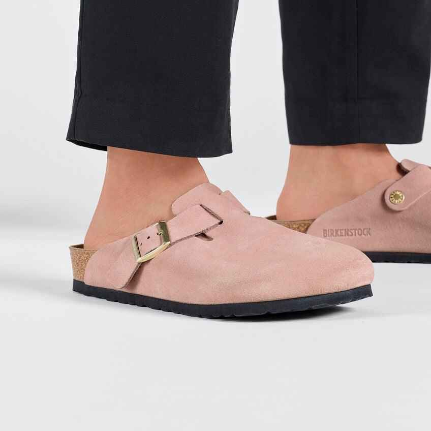 BIRKENSTOCK Boston Suede Leather-Light Rose - AikCulture