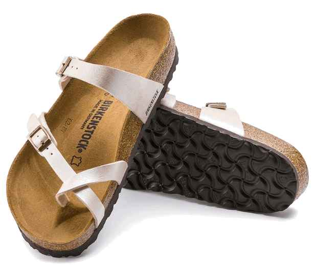 BIRKENSTOCK Mayari Birkibuc Golden Pearl White - AikCulture