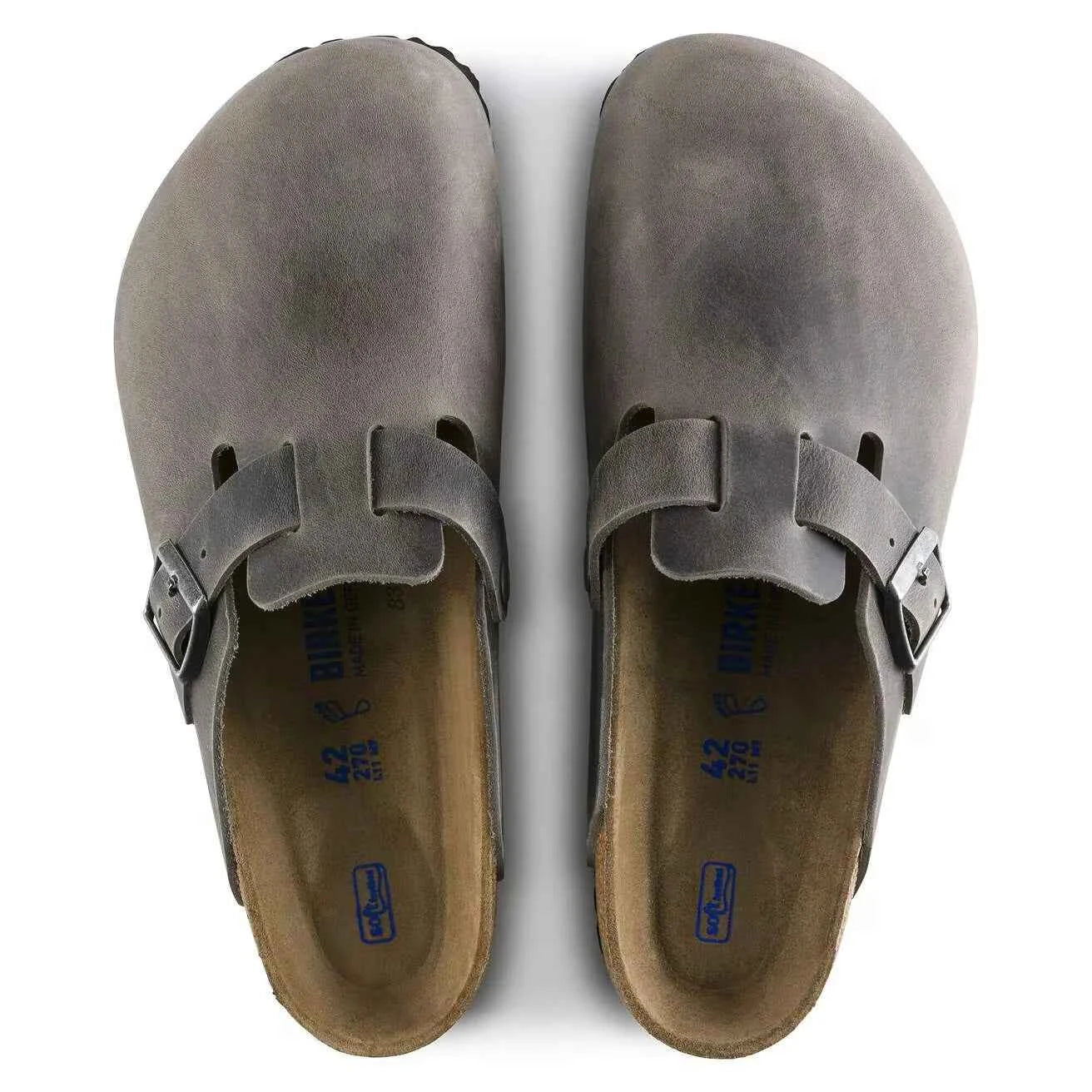 Birkenstock Boston Soft Footbed Oiled Leather Iron Mens Womens Clogs Mules New Secondary image
