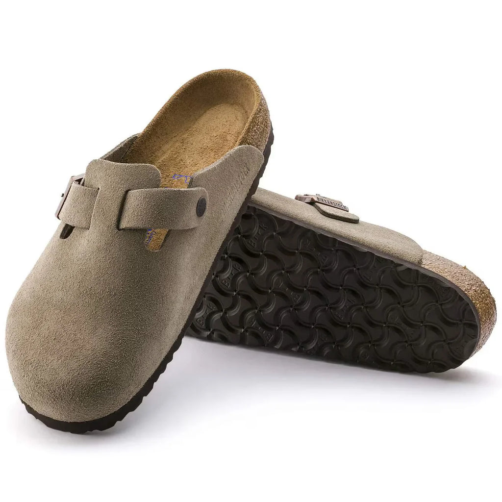 Birkenstock Boston Soft Footbed Suede Leather Taupe AikCulture