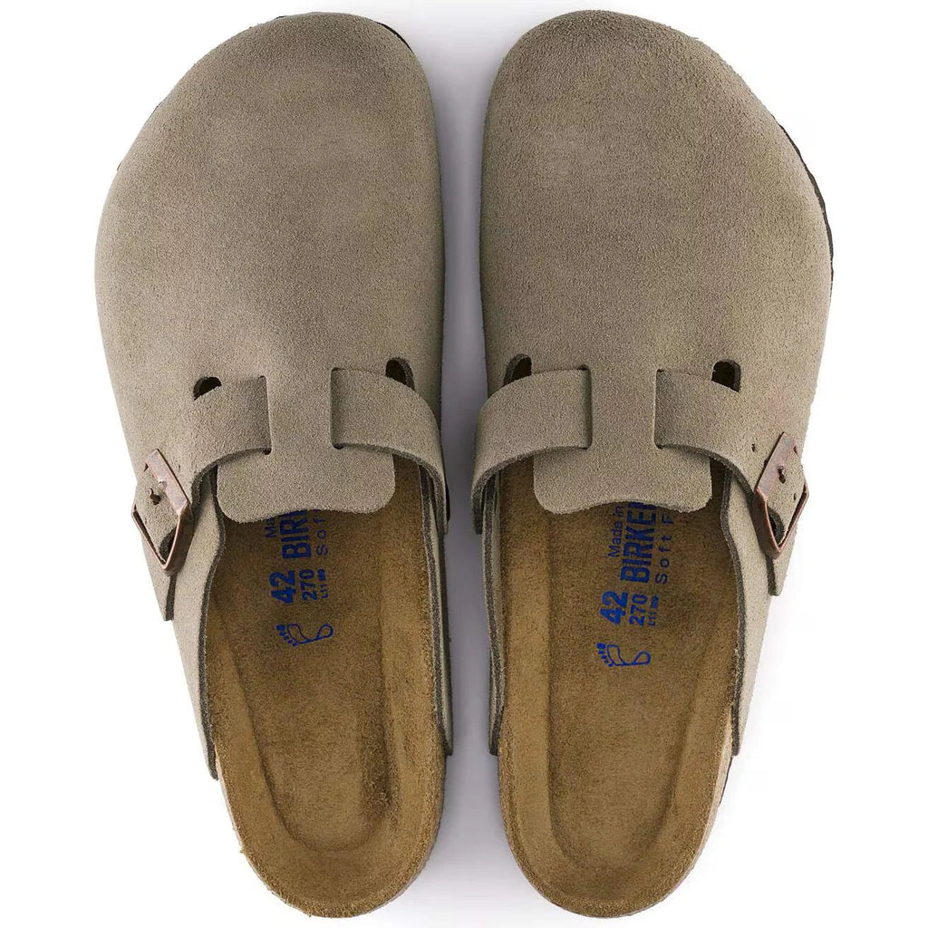 Birkenstock Boston Soft Footbed Suede Leather Taupe AikCulture