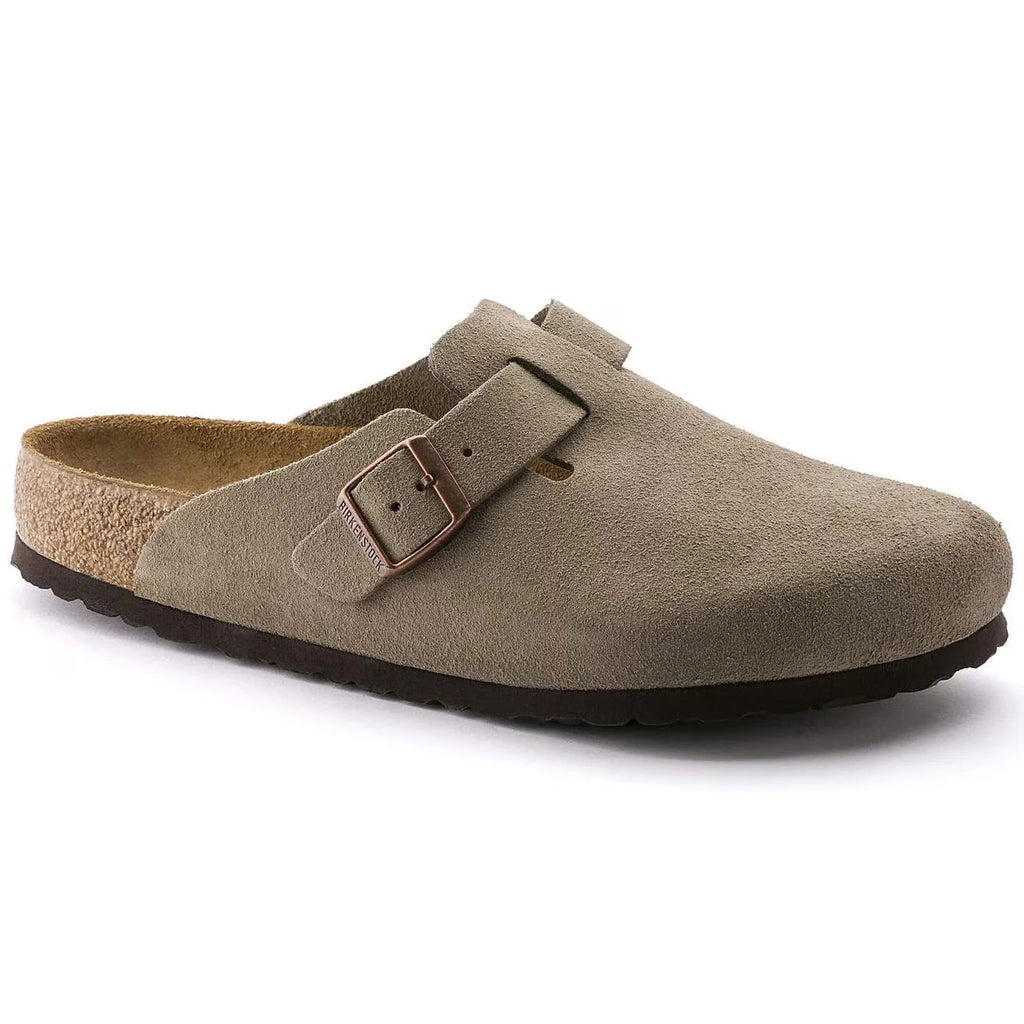 Birkenstock Boston Soft Footbed Suede Leather Taupe AikCulture