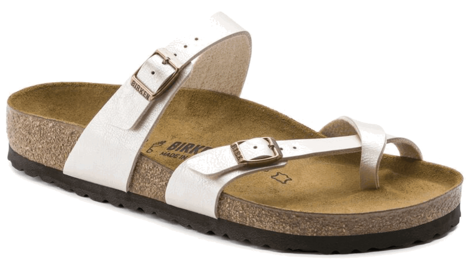 Birkenstock Mayari Birkibuc Golden Pearl White AikCulture